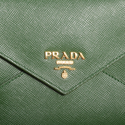 Prada Saffiano Metal Envelope Wallet Larice 10 of 10