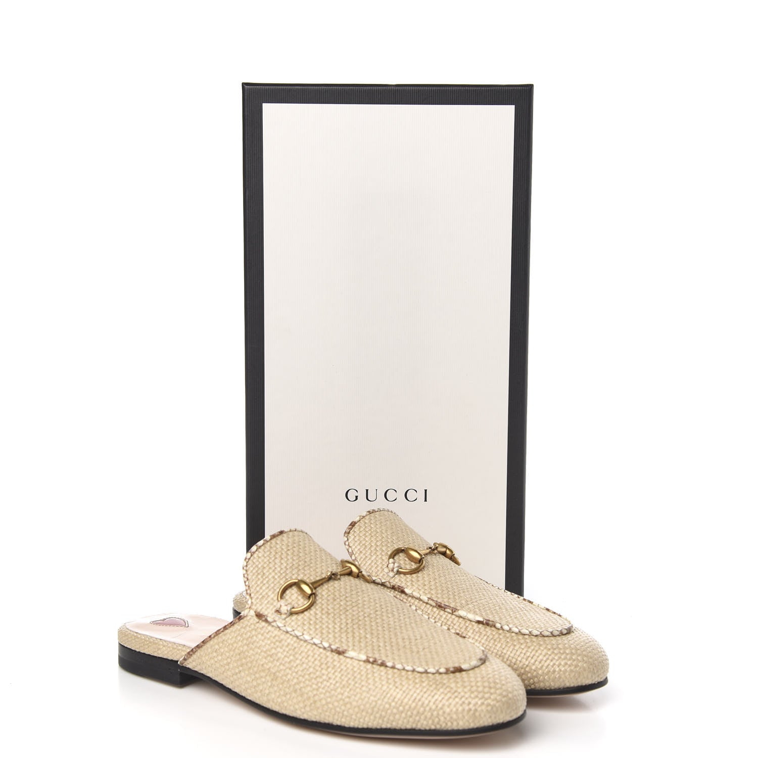Gucci Straw Elaphe Womens Princetown Slippers 36.5 Natural Cream Brown 9 of 9