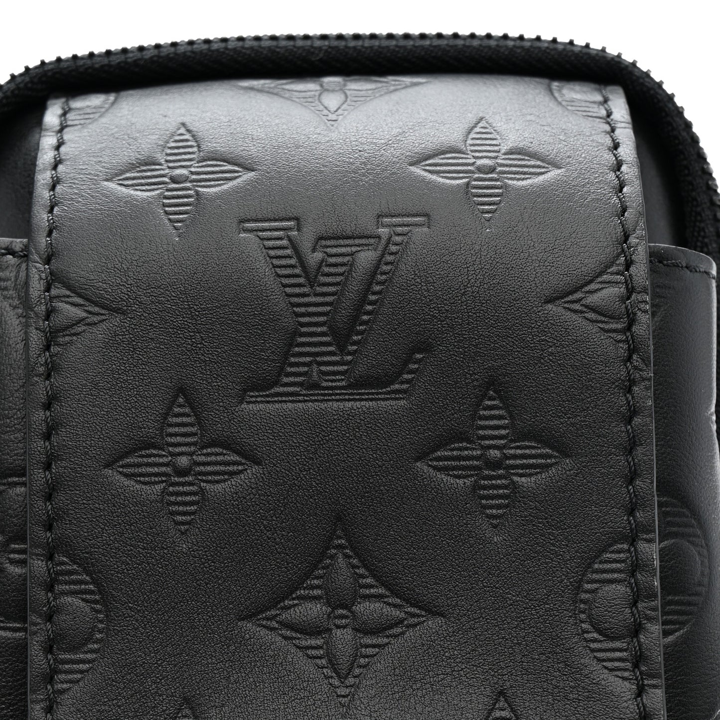 Calfskin Monogram Shadow Double Phone Pouch NM Black