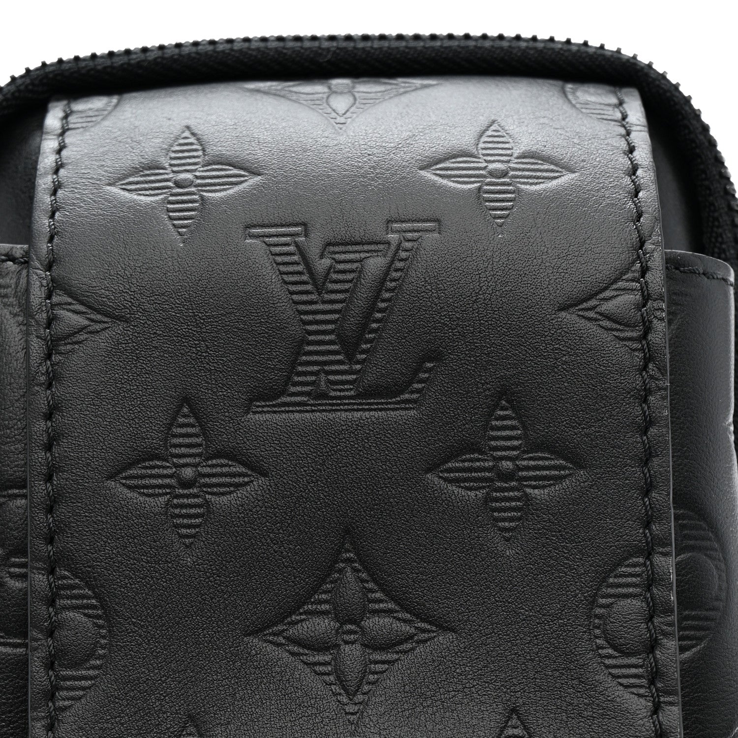 Louis Vuitton Calfskin Monogram Shadow Double Phone Pouch NM Black 7 of 9
