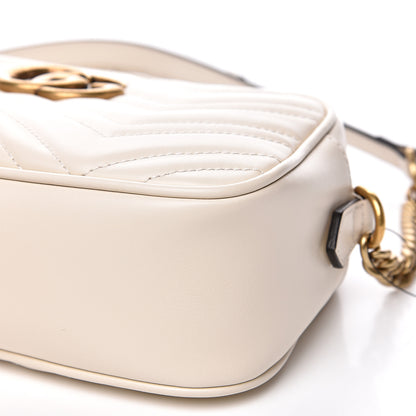 Gucci Calfskin Matelasse Small GG Marmont Chain Shoulder Bag White 8 of 10