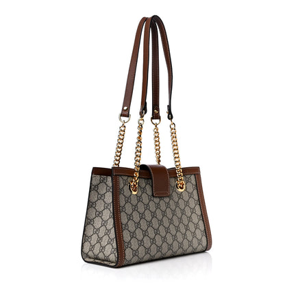 Gucci GG Supreme Monogram Calfskin Small Padlock Tote Beige Ebony Tuscany 3 of 13