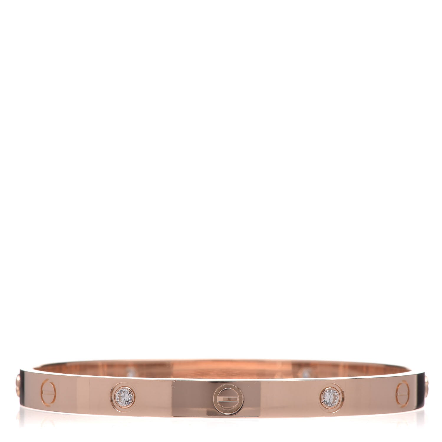 Cartier 18K Pink Gold 4 Diamond LOVE Bracelet 19 3 of 6
