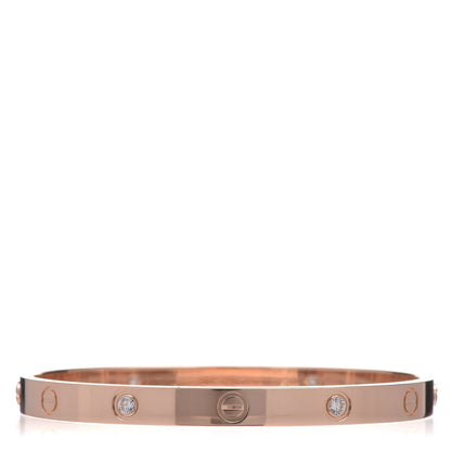 Cartier 18K Pink Gold 4 Diamond LOVE Bracelet 19 3 of 6