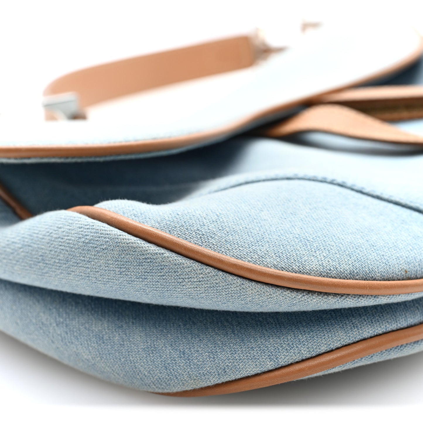 Denim Calfskin Saddle Bag Light Blue