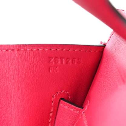 Hermes Swift Twill H Fray Fray Birkin 35 Framboise Ecru 7 of 11
