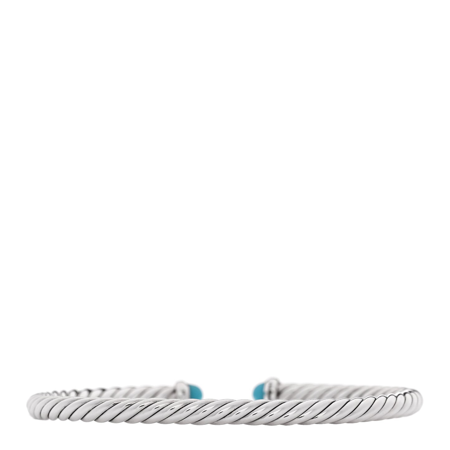 Sterling Silver 14K Yellow Gold Turquoise 4mm Cable Flex Bracelet