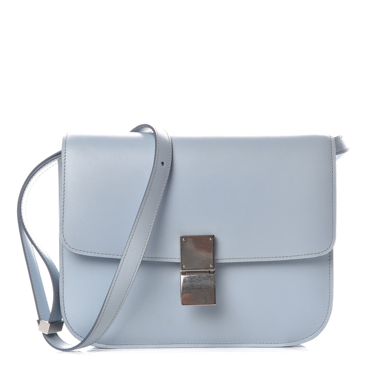 Box Calfskin Medium Classic Box Flap Bag Pale Blue