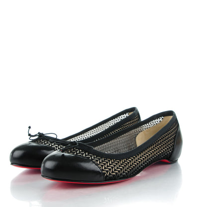 Christian Louboutin Shiny Nappa Maille Miss Mix Flats 35.5 Version Black 3 of 8
