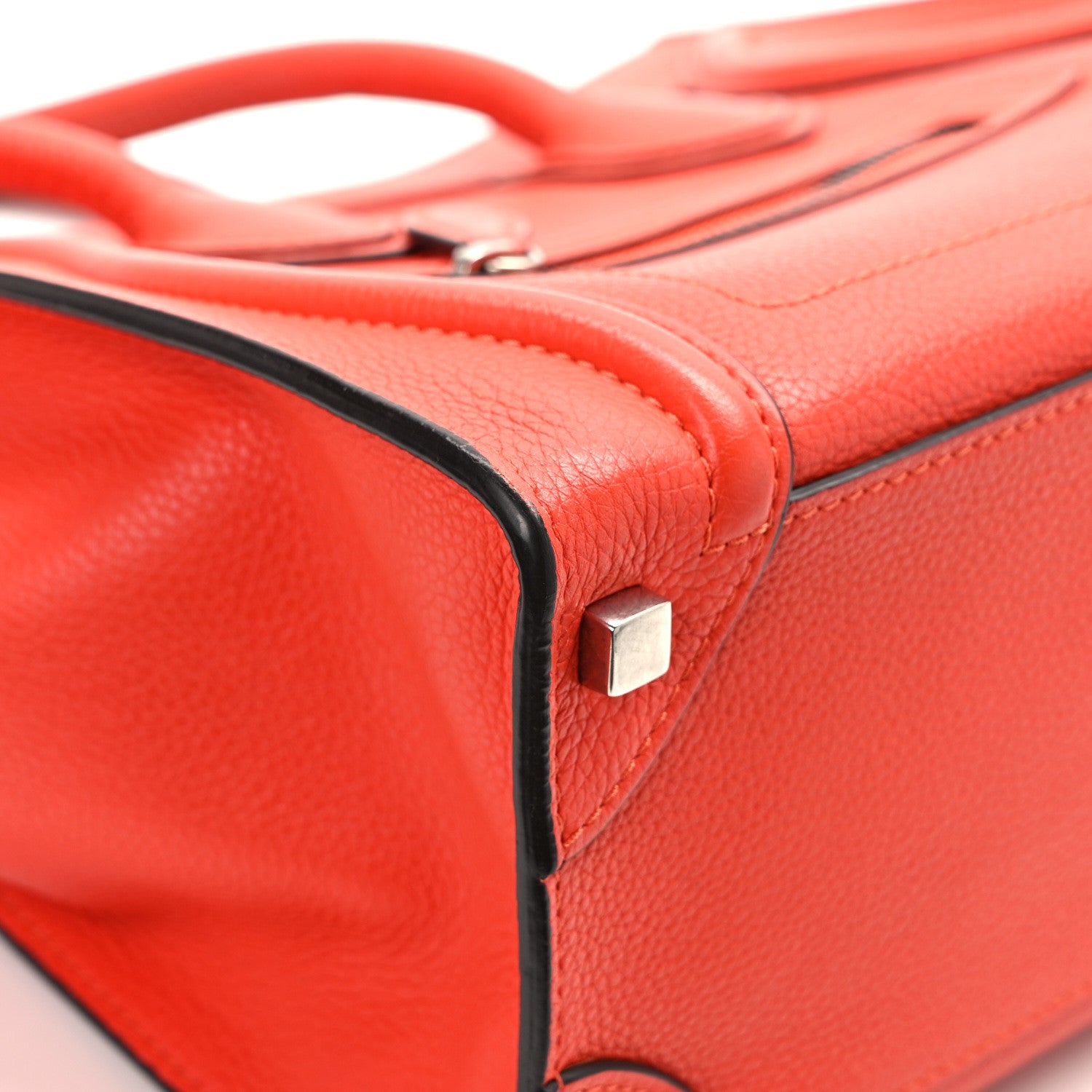 Celine Drummed Calfskin Micro Luggage Vermillion 11 of 17