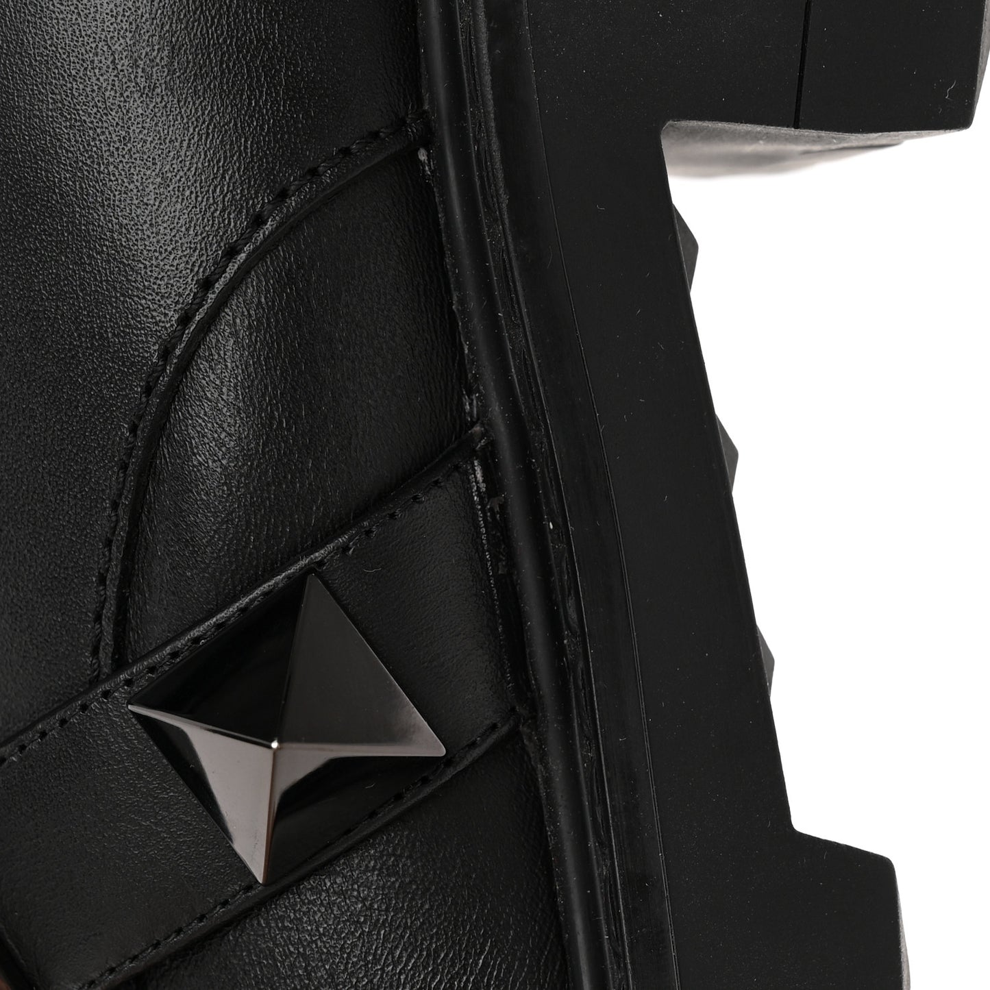 Calfskin Tonal Roman Stud 20/40mm Combat Boots 39 Black