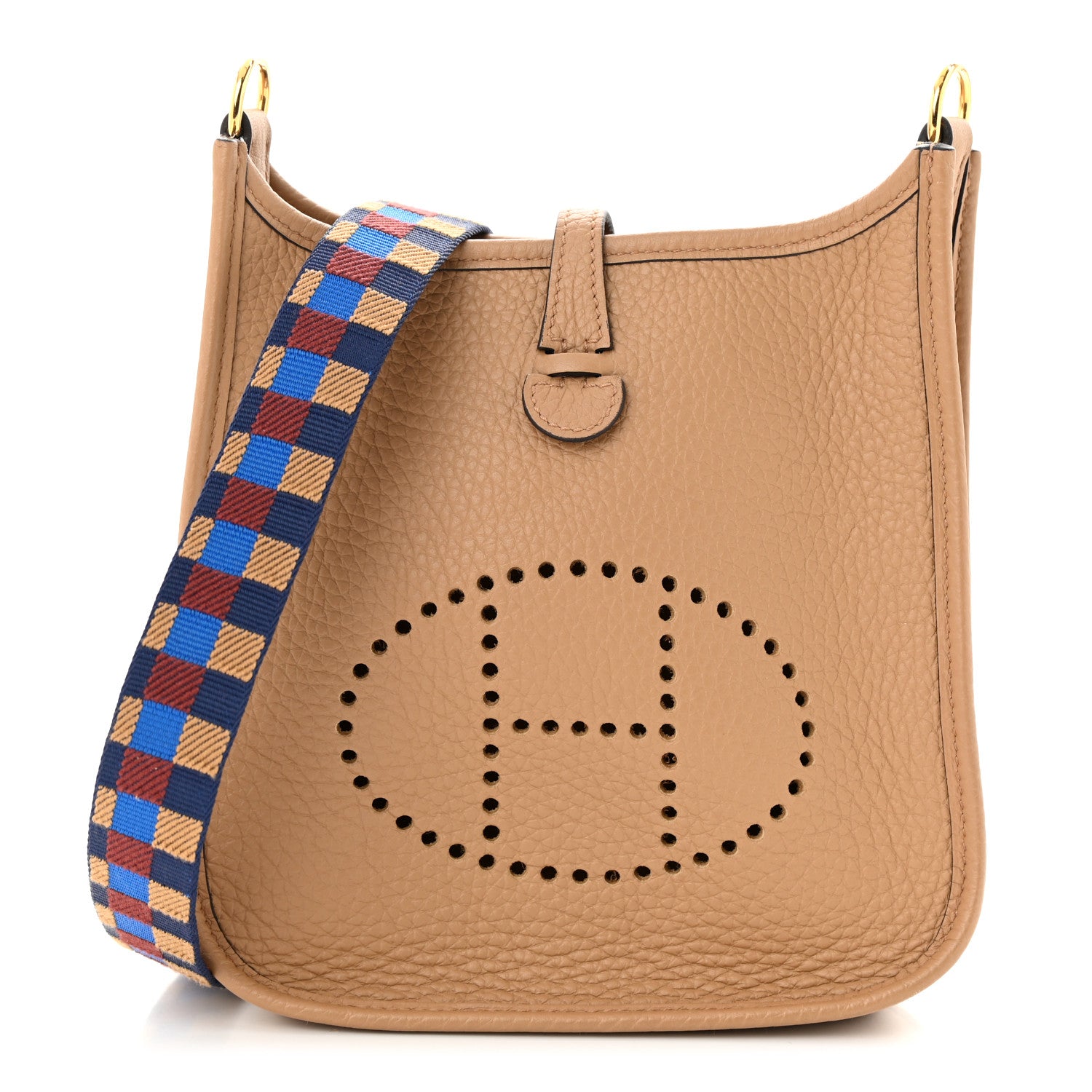 Hermes Taurillon Clemence Maxi Quadrille Evelyne TPM Chai Bleu Rouge H Bleu Saphir 1 of 11
