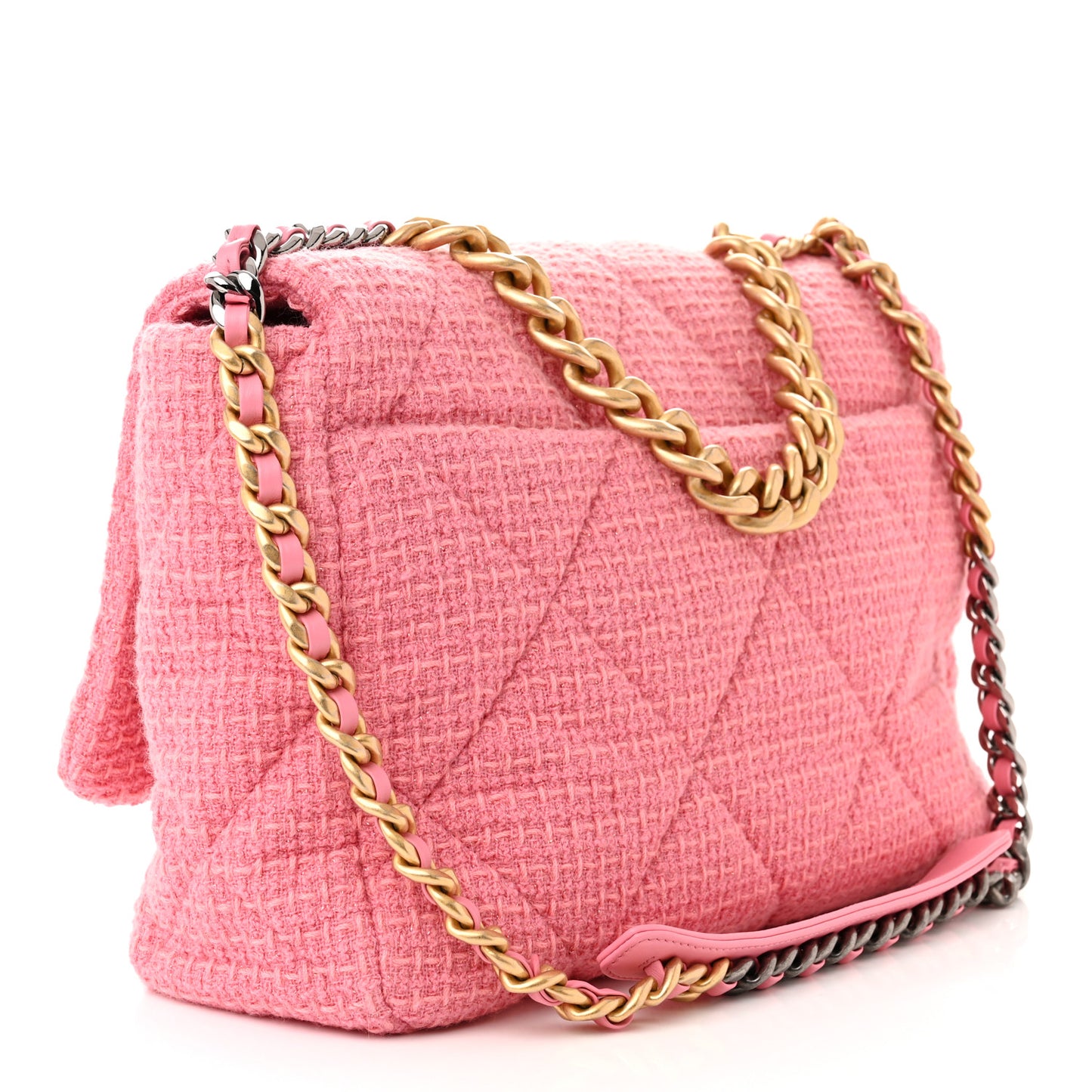 Tweed Quilted Maxi Chanel 19 Flap Pink