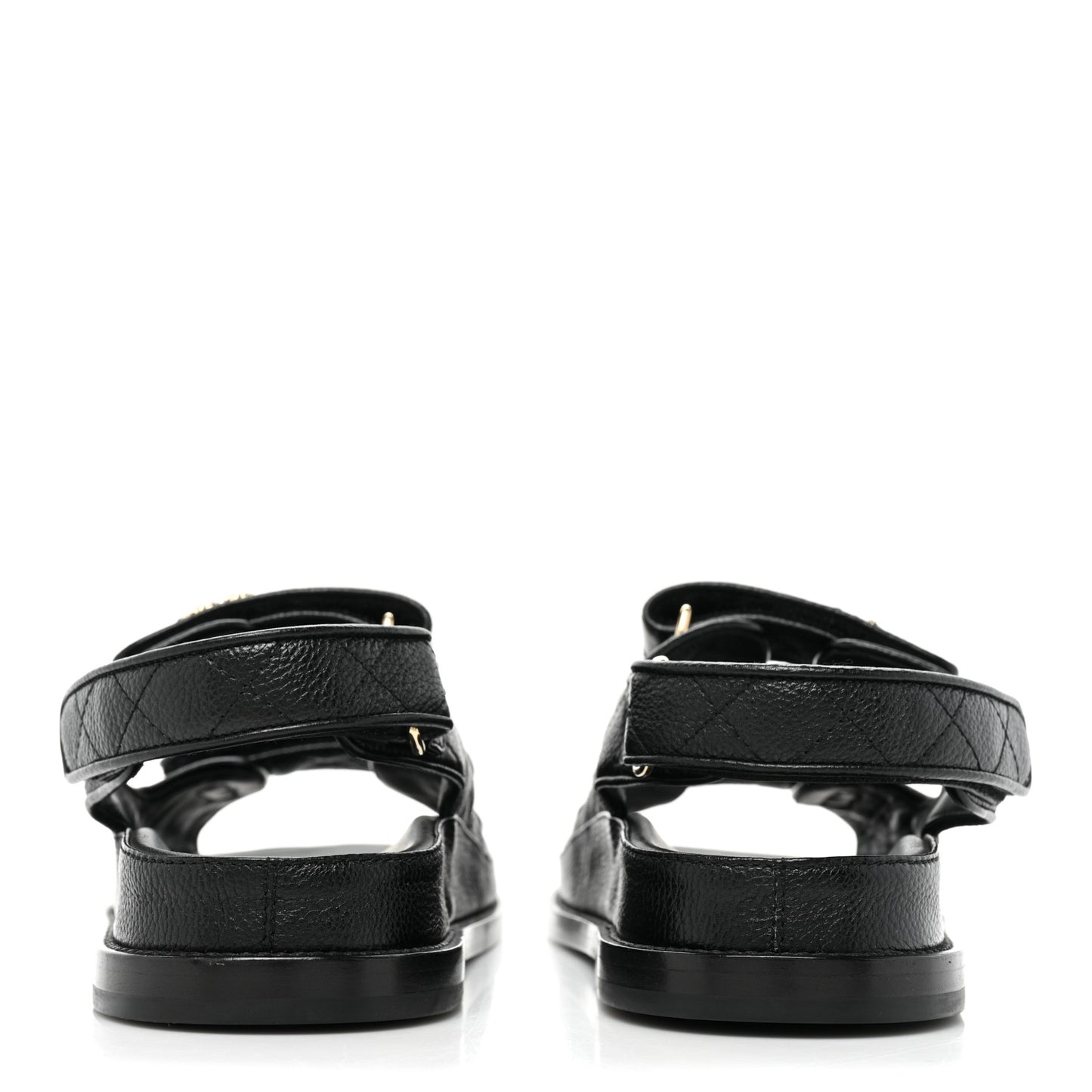 Grained Calfskin Velcro Dad Sandals 37.5 Black