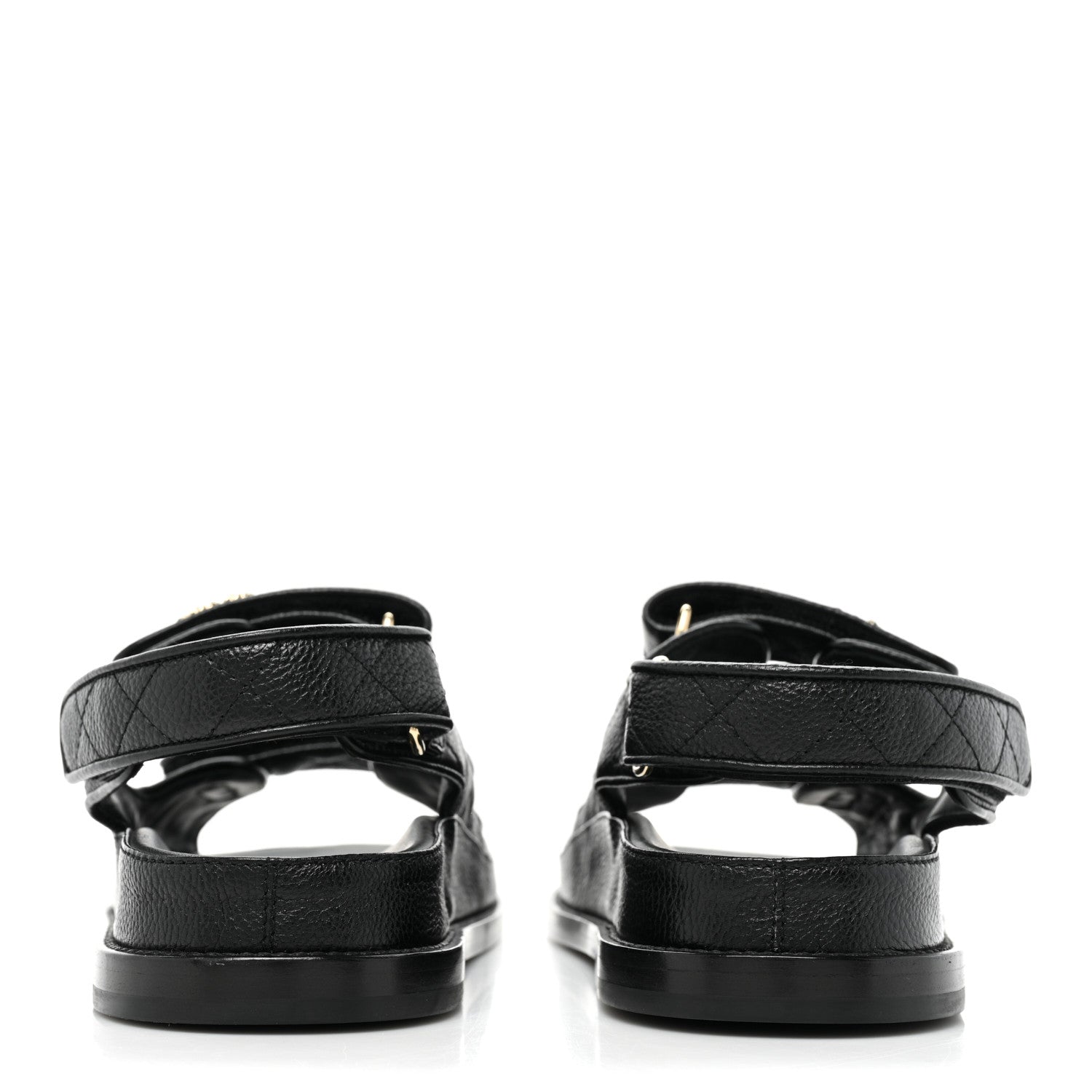 Chanel Grained Calfskin Velcro Dad Sandals 37.5 Black 4 of 9