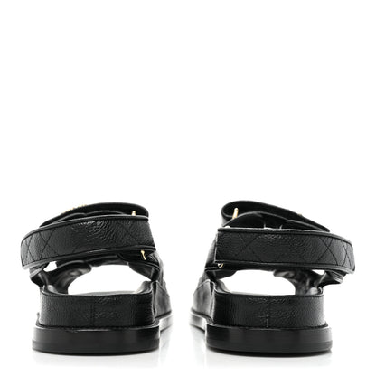 Chanel Grained Calfskin Velcro Dad Sandals 37.5 Black 4 of 9