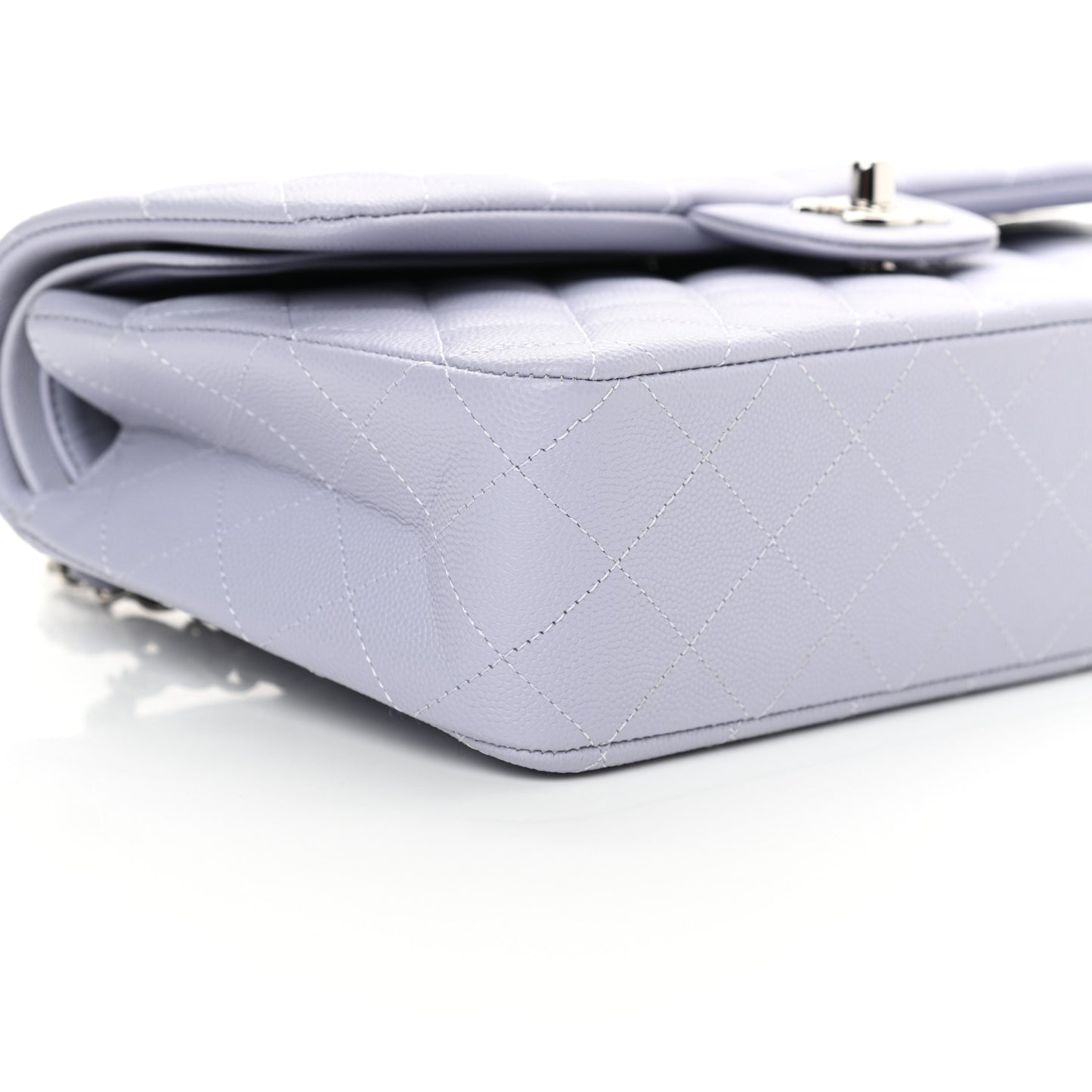 Caviar Quilted Medium Double Flap Light Purple