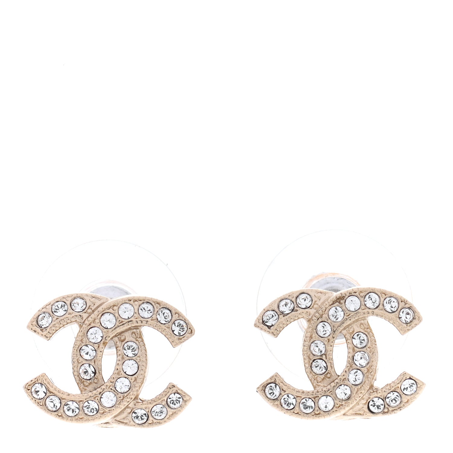 Chanel Crystal CC Earrings Gold 1 of 5