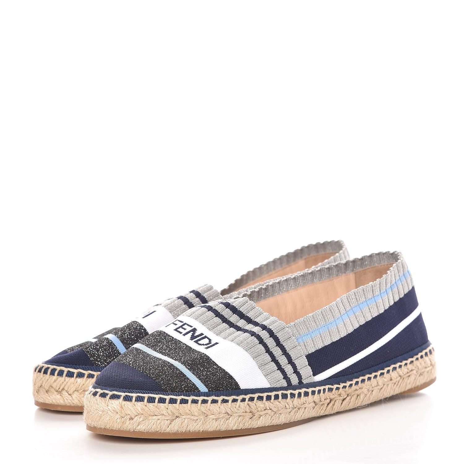 Fendi Knit Rockoko Sock Espadrilles 38 Grey 3 of 13