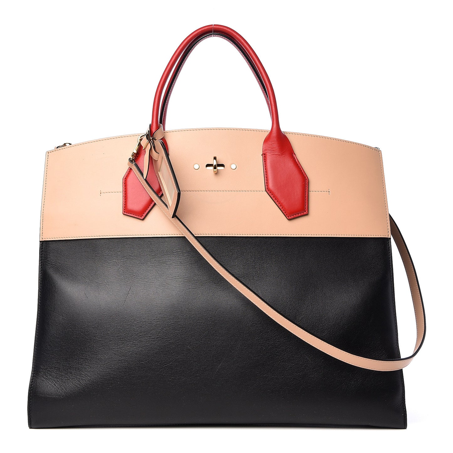 Calfskin City Steamer XL Black Creme Bourgogne