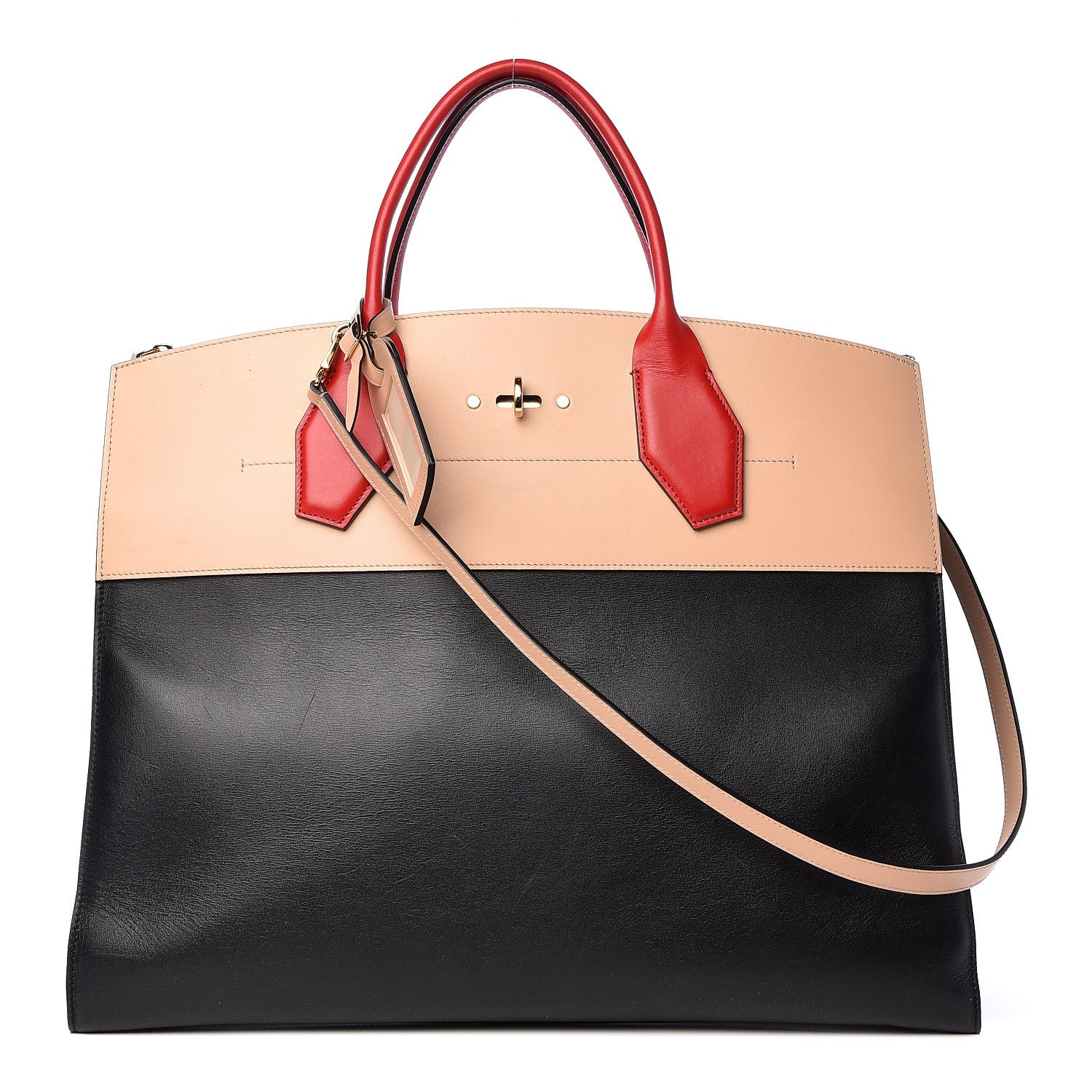 Louis Vuitton Calfskin City Steamer XL Black Creme Bourgogne 1 of 15