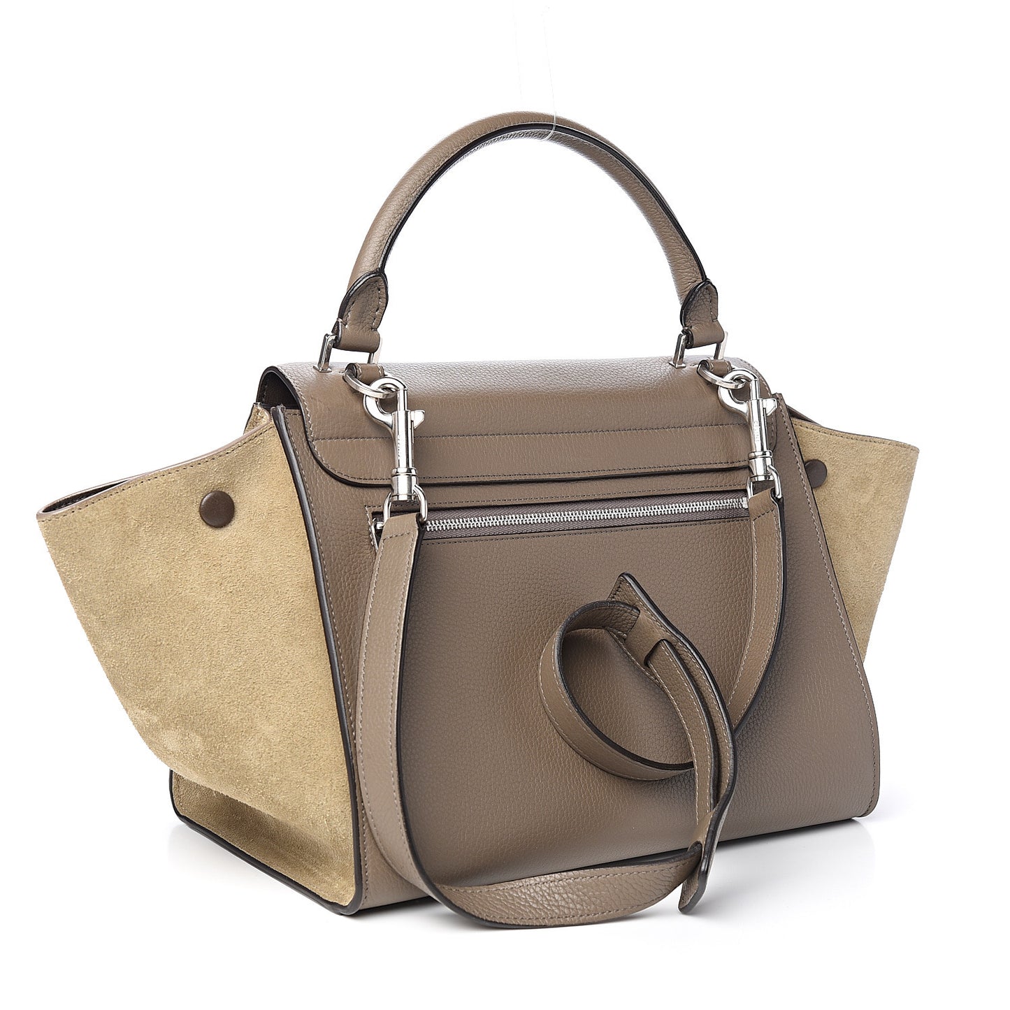 Drummed Calfskin Suede Small Trapeze Souris