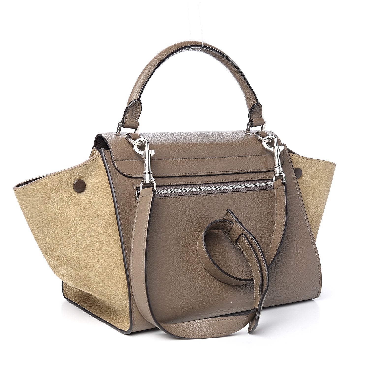 Celine Drummed Calfskin Suede Small Trapeze Souris 2 of 8