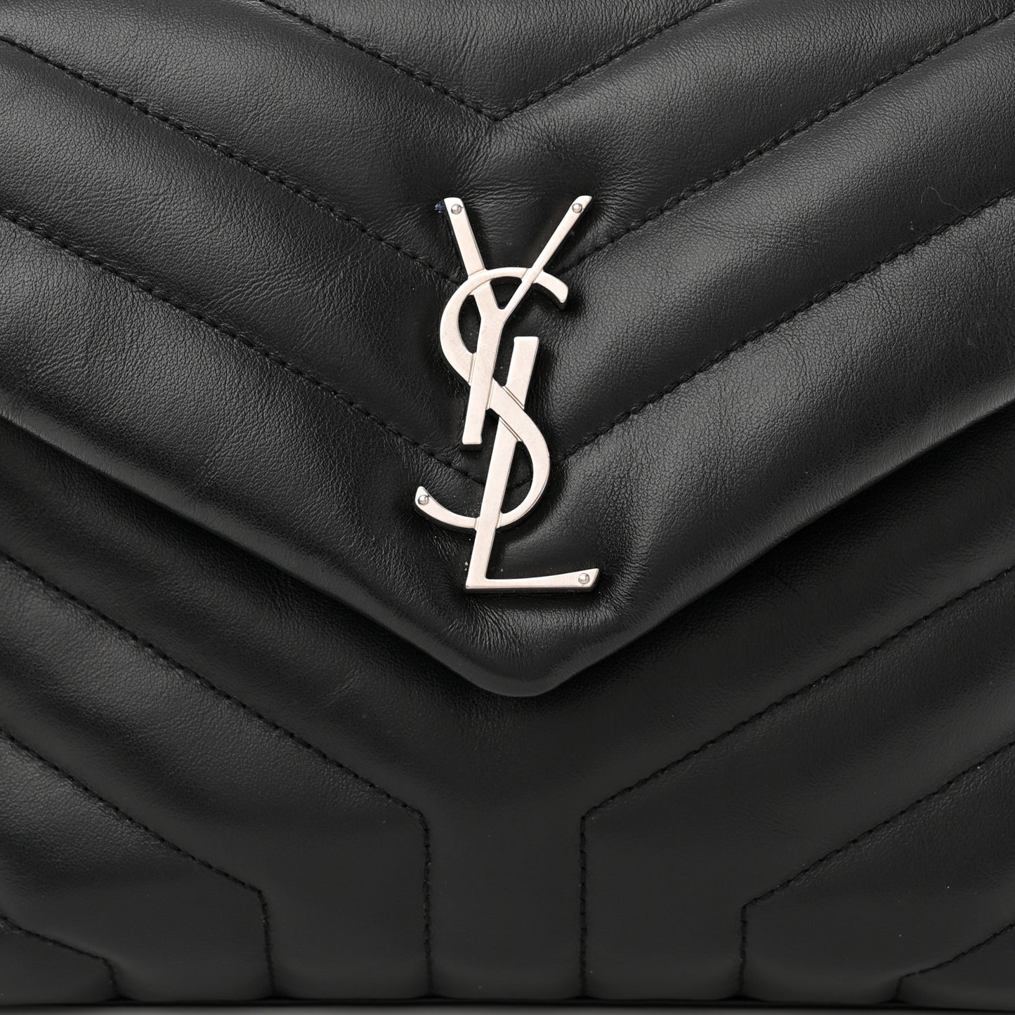 Calfskin Y Quilted Monogram Small Loulou Chain Satchel Black
