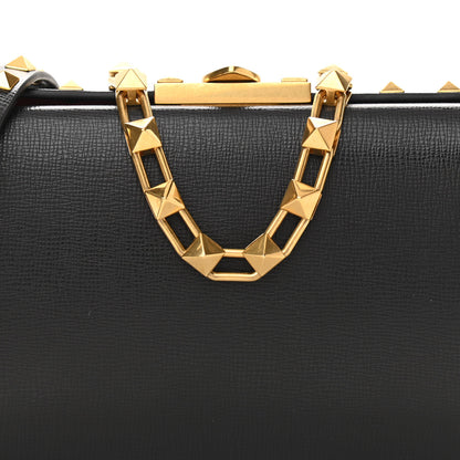 Valentino Garavani Grainy Calfskin Rockstud Alcove Box Clutch Black 7 of 10