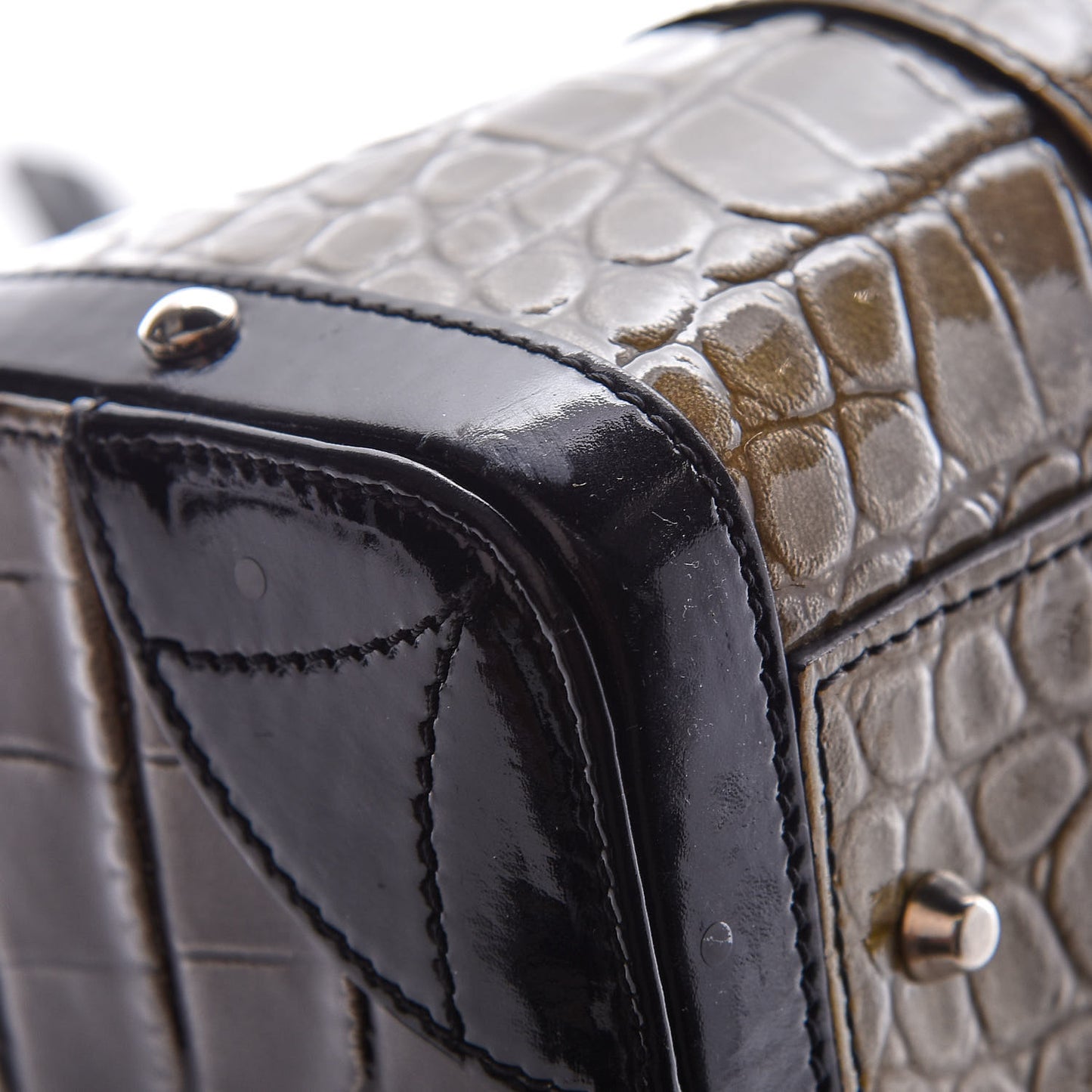 Calfskin Crocodile Embossed Madonna Satchel