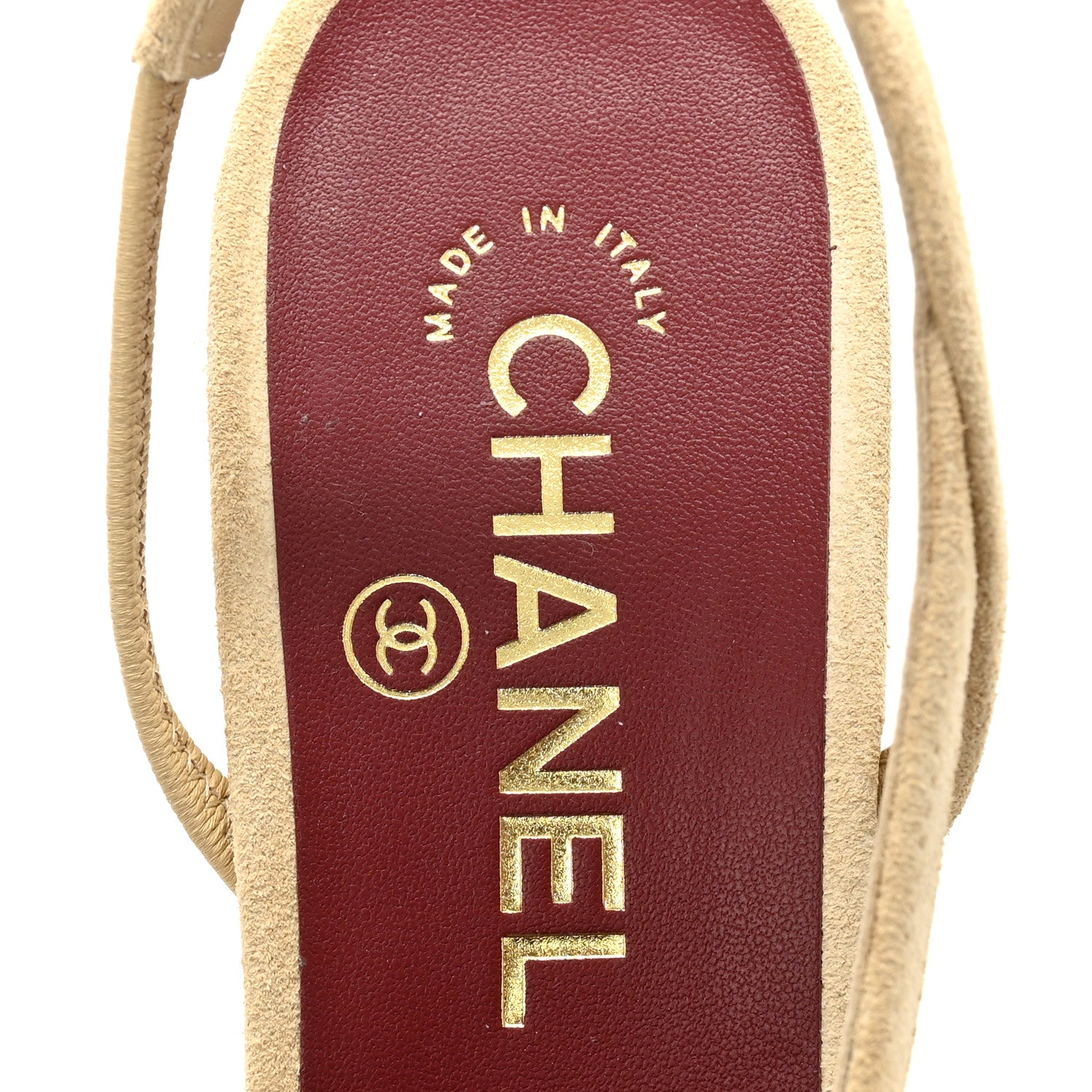 Chanel Suede Patent Cap Toe CC Slingback Pumps 38 Beige 7 of 10