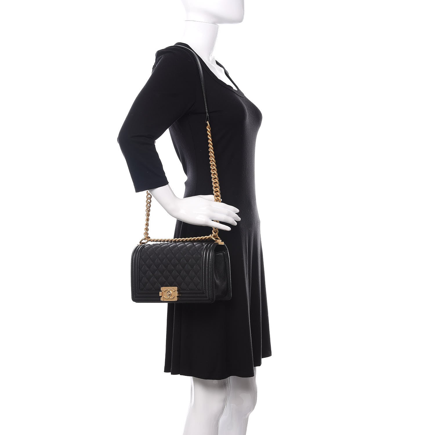 Chanel Caviar Quilted Medium Boy Flap Black 2 of 12