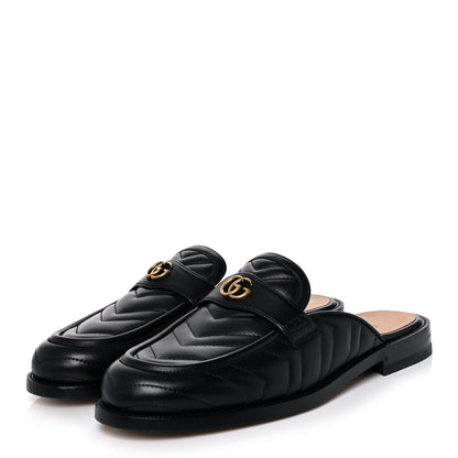 Gucci Nappa Matelasse Mens GG Marmont Slippers 10 Black 3 of 11