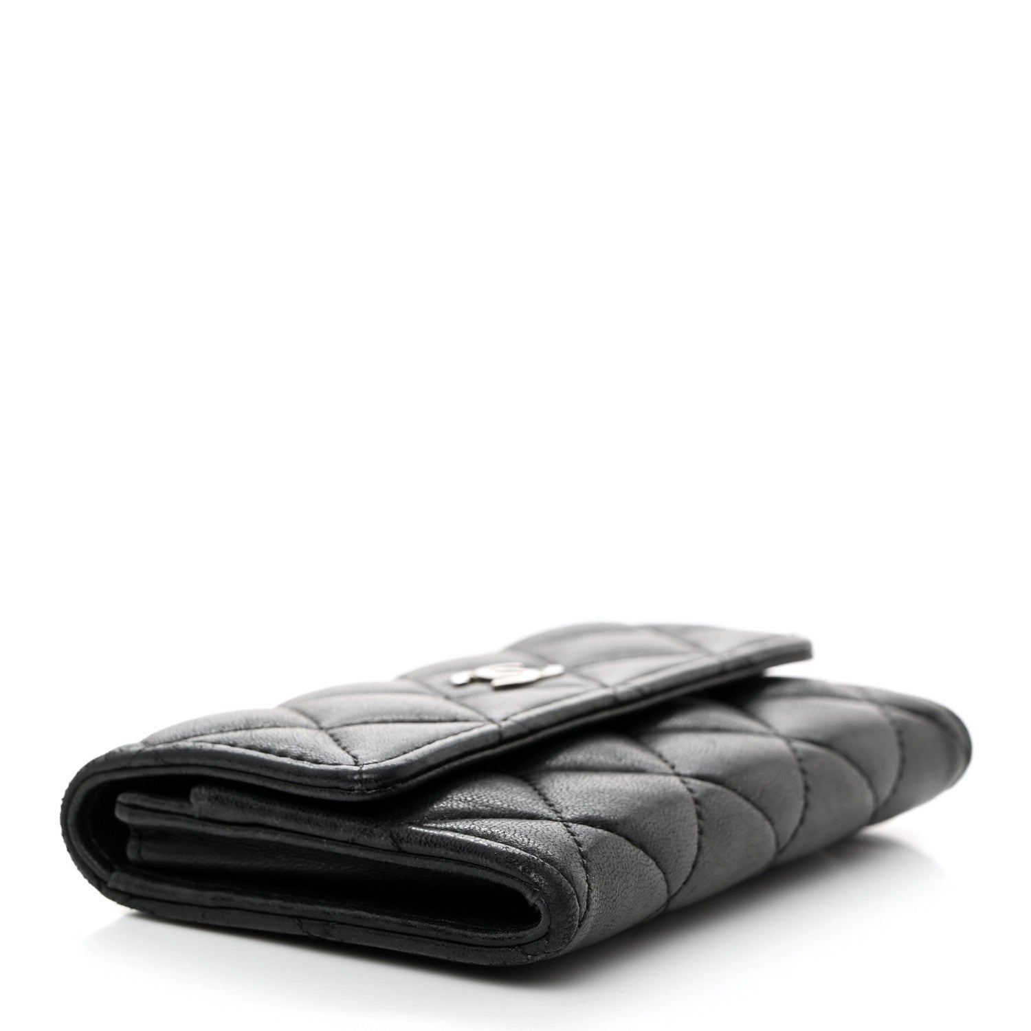 Chanel Lambskin Quilted Flap Card Holder Wallet Black 4 of 8
