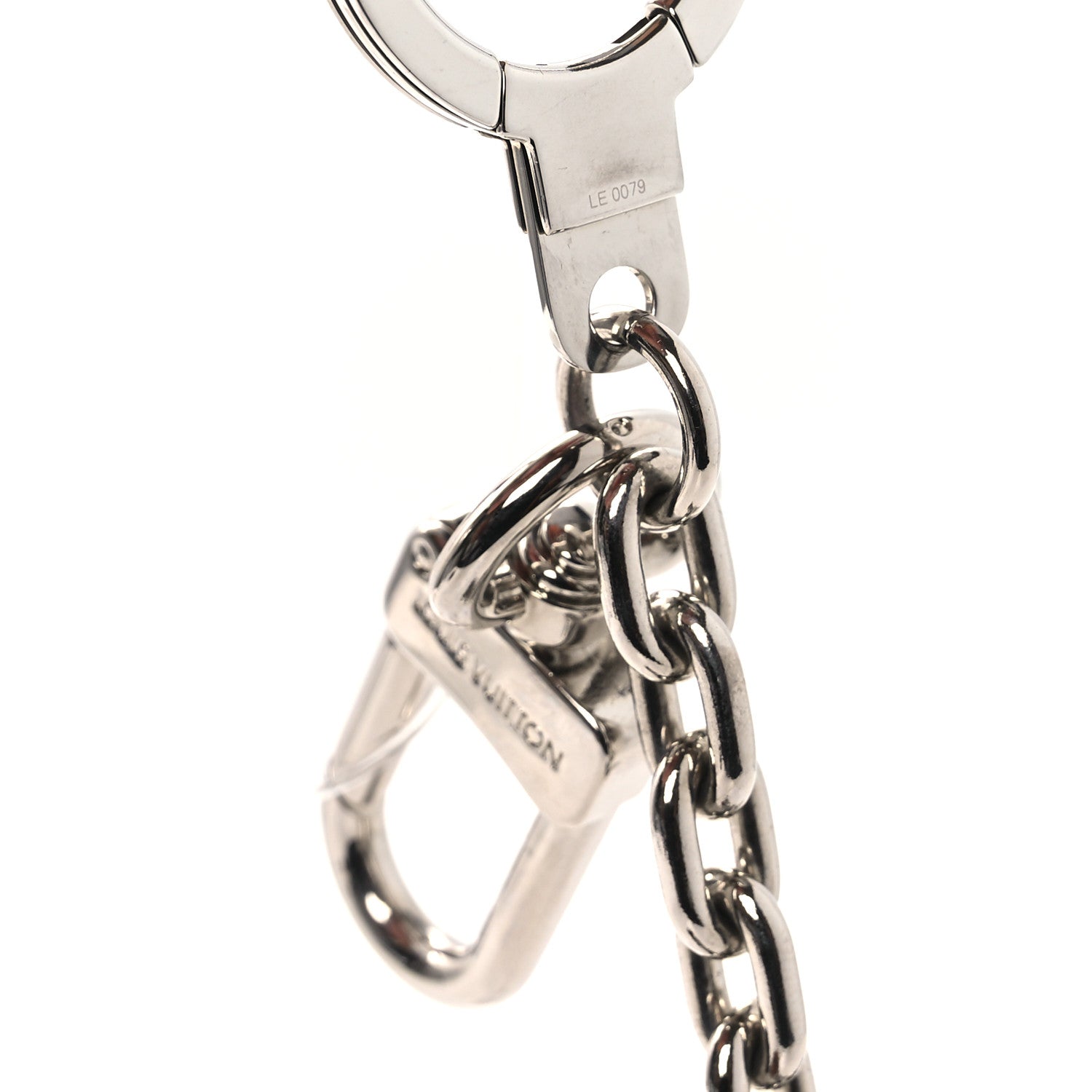 Louis Vuitton Metal Palladiium Finish LV Initiales Bag Charm Key Holder Silver 3 of 3