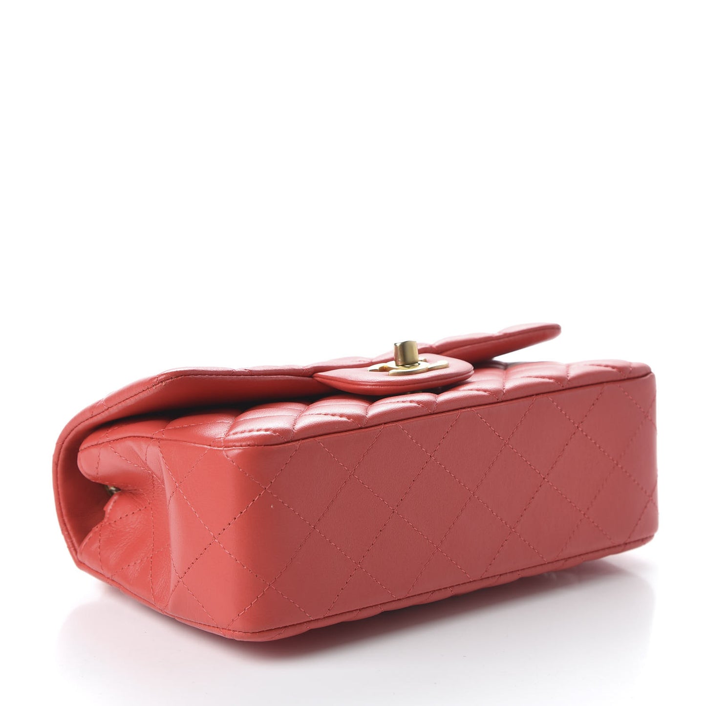 Lambskin Quilted Mini Rectangular Flap Red