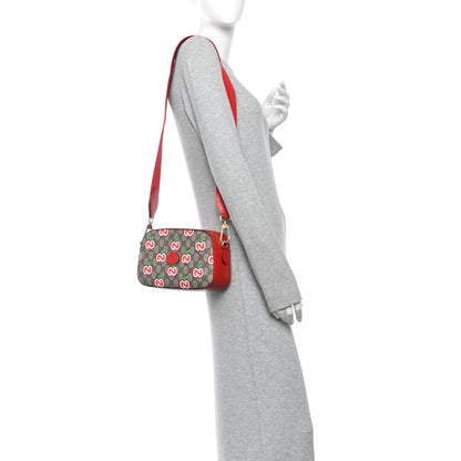 Gucci GG Supreme Monogram Apple Small Retro Interlocking G Shoulder Bag Beige Multicolor Lobster Red 2 of 13