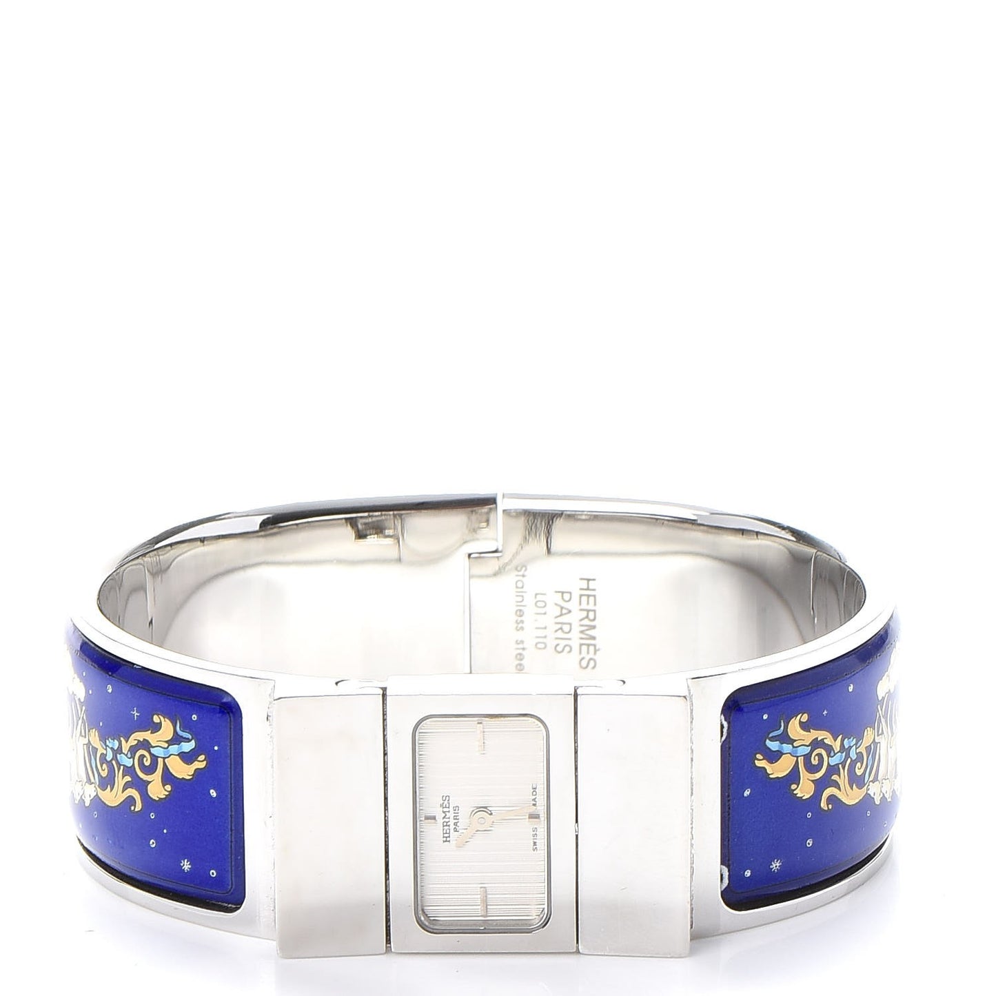 Stainless Steel Enamel 19mm Printed Horse Loquet Quartz Watch Blue