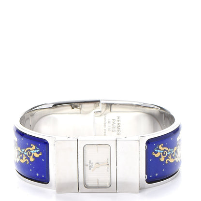 Hermes Stainless Steel Enamel 19mm Printed Horse Loquet Quartz Watch Blue 3 of 6