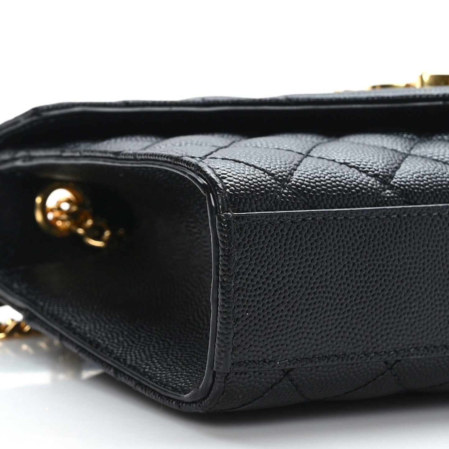 Grain De Poudre Textured Mixed Matelasse Triquilt Small Monogram Satchel Black