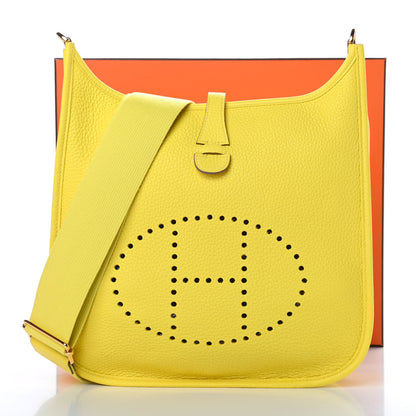 Hermes Taurillon Clemence Evelyne III PM Lime 11 of 11