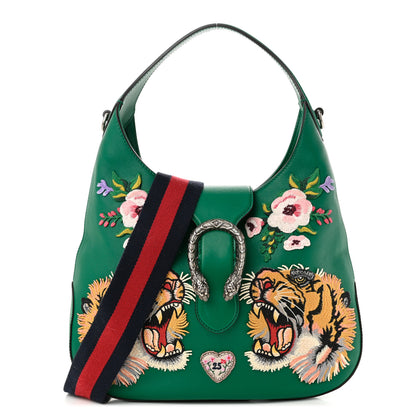 Gucci Calfskin Web Embroidered Small Dionysus Hobo Emerald Green 1 of 10