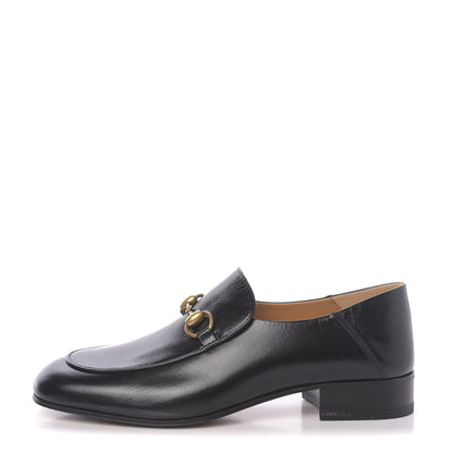 Gucci Goatskin Womens Horsebit Mid-Heel Loafers 39 Black 1 of 8