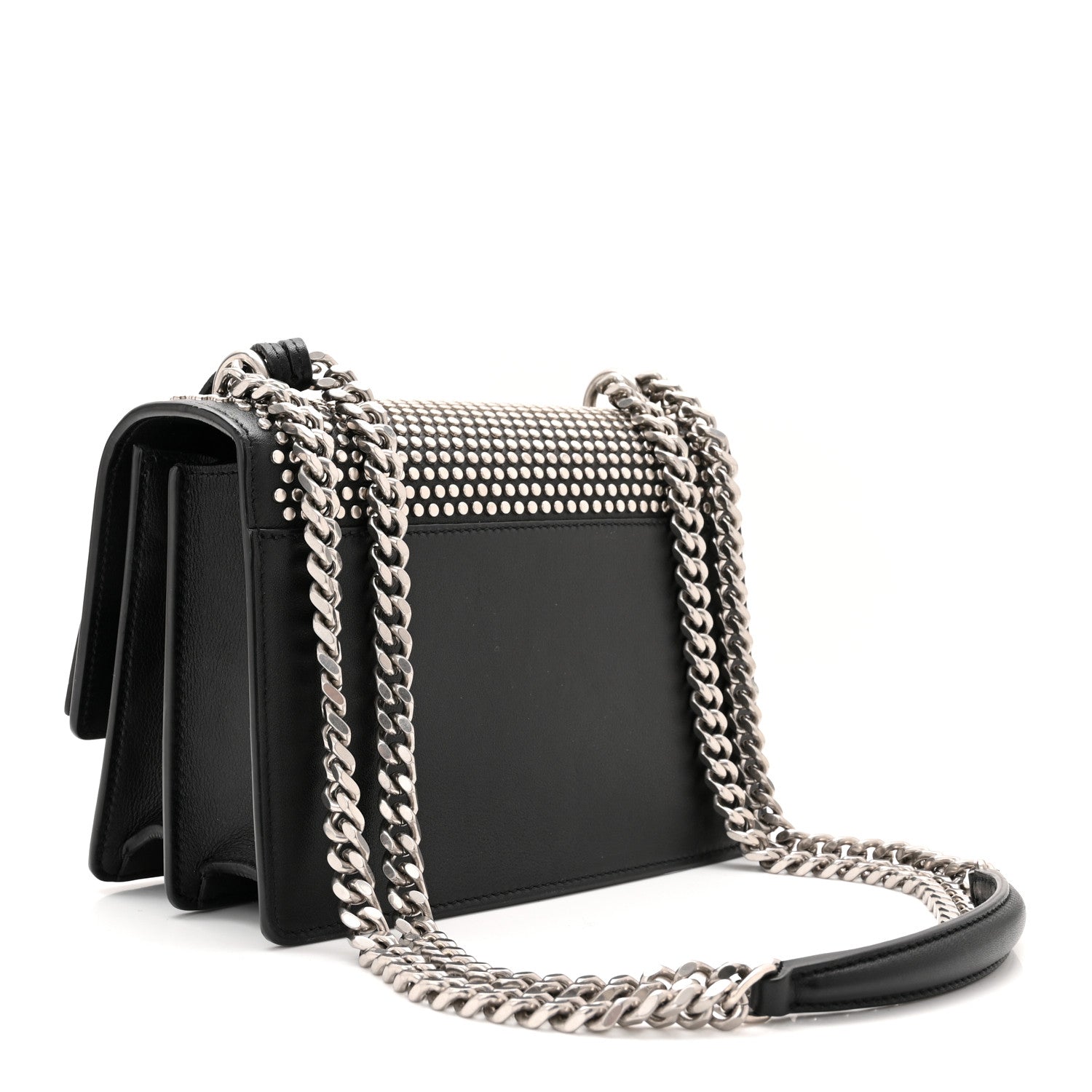 Saint Laurent Calfskin Studded Small Monogram Sunset Black 3 of 10