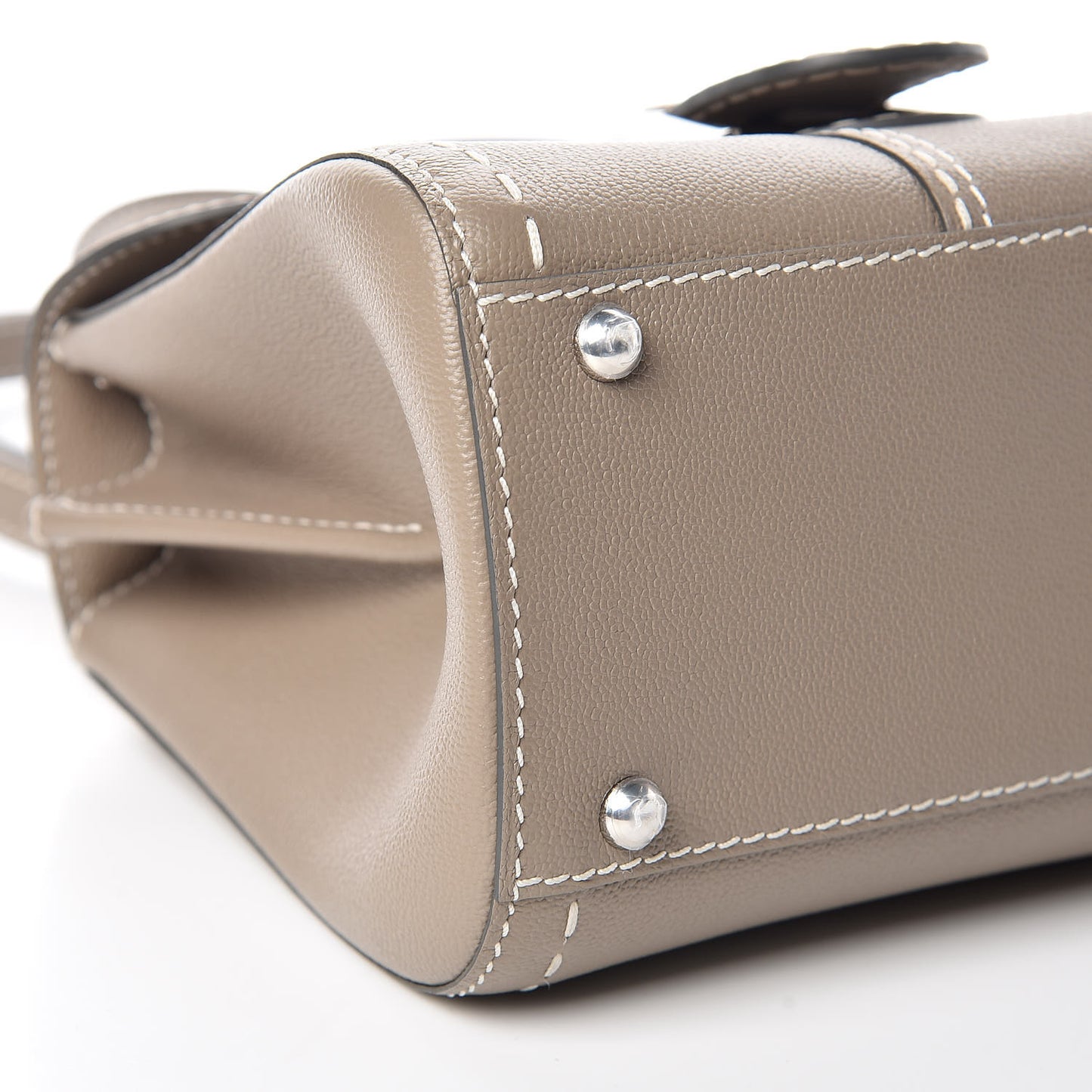 Grained Rodeo Calfskin Surpique Mini Brillant Satchel Tourterelle Ivory