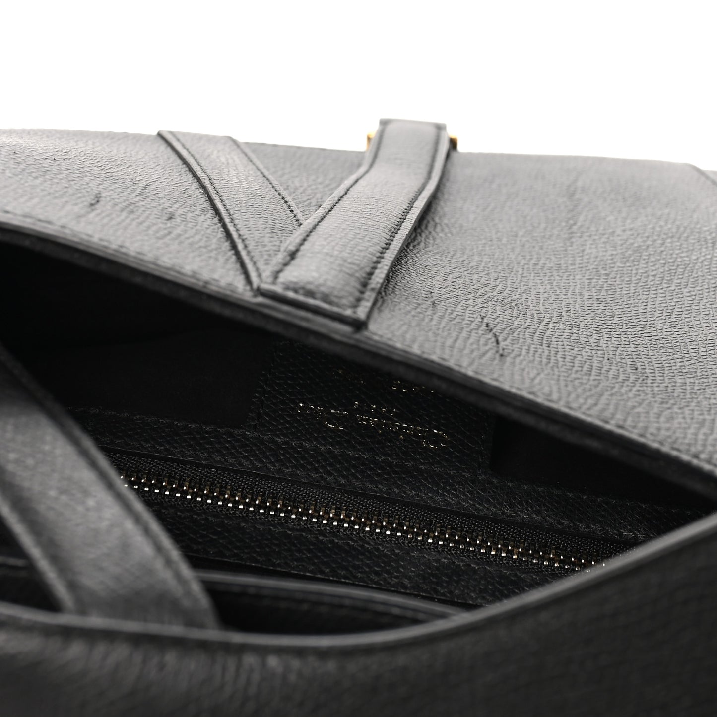 Grained Calfskin Saddle Bag Black