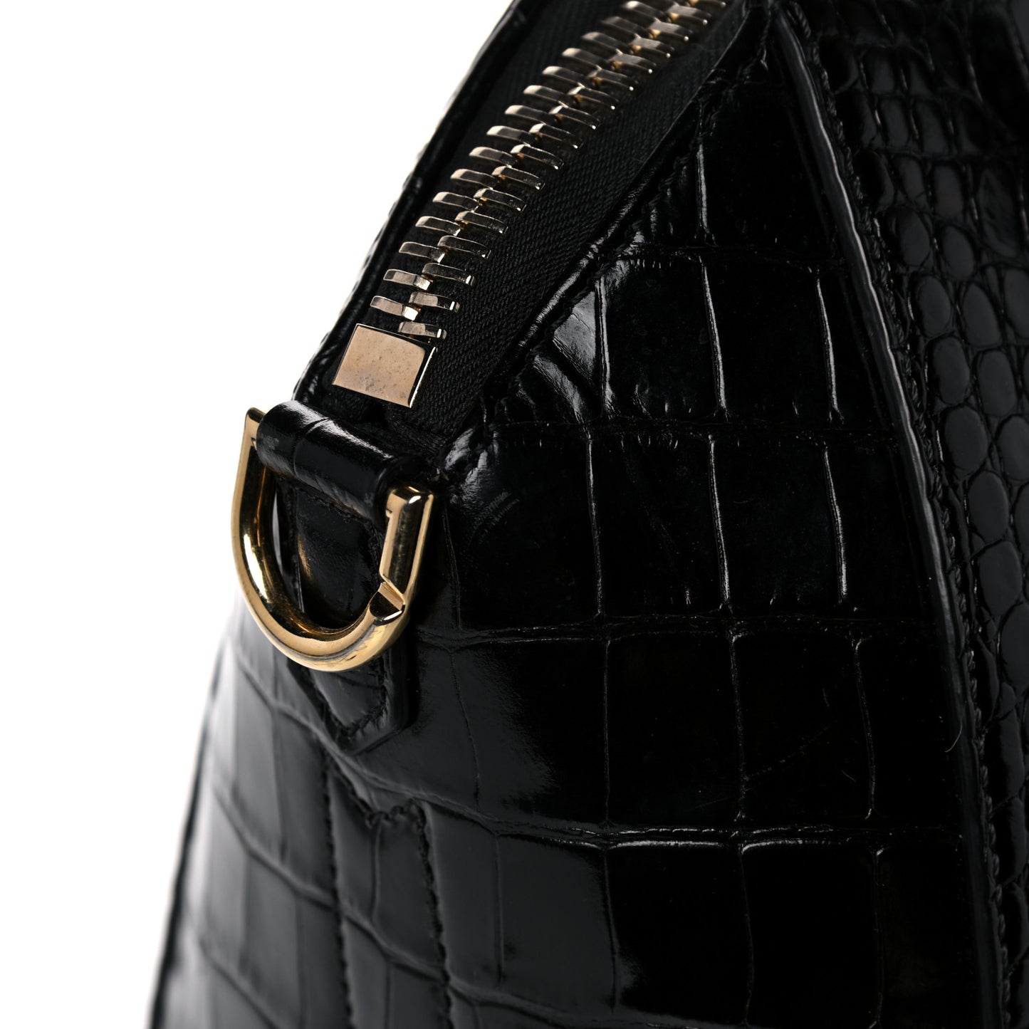 Calfskin Crocodile Embossed Small Antigona Black