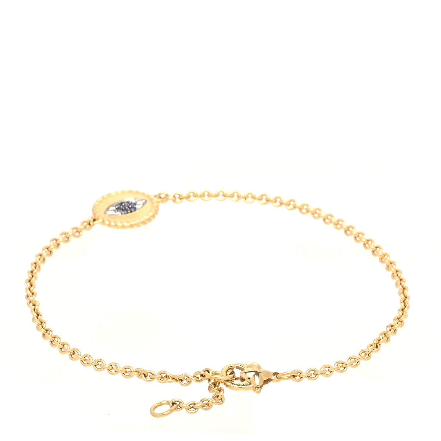 18K Yellow Gold Diamond Blue Sapphire Cable Collectibles Evil Eye Bracelet