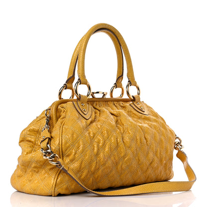 Marc Jacobs Python Embossed Calfskin Quilted Studded Stam Yellow 3 of 21