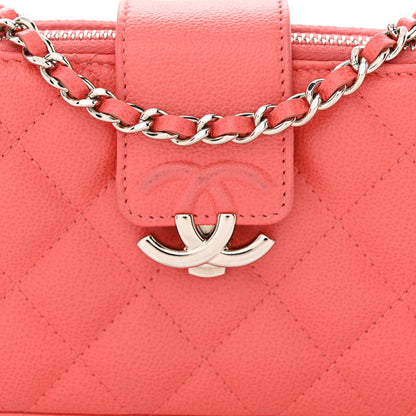 Chanel Caviar Quilted CC Box Clutch With Chain Coral 12 of 15